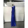 Viviana Royal Blue One-Shoulder Stretch Satin Mermaid Gown - Craftsmanship Detail 1
