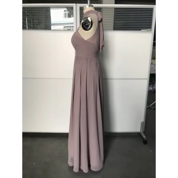 Leona Lavender Chiffon Halter Gown - Detail View 2