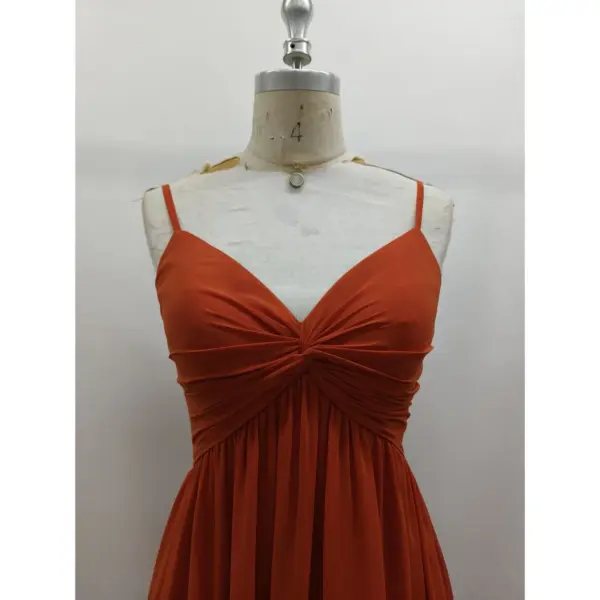 Camille Paprika Chiffon A-Line Dress - Detail View 3