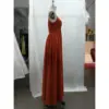Camille Paprika Chiffon A-Line Dress - Detail View 2