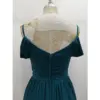Adeline Petrol Chiffon A-Line Gown - Detail View 4