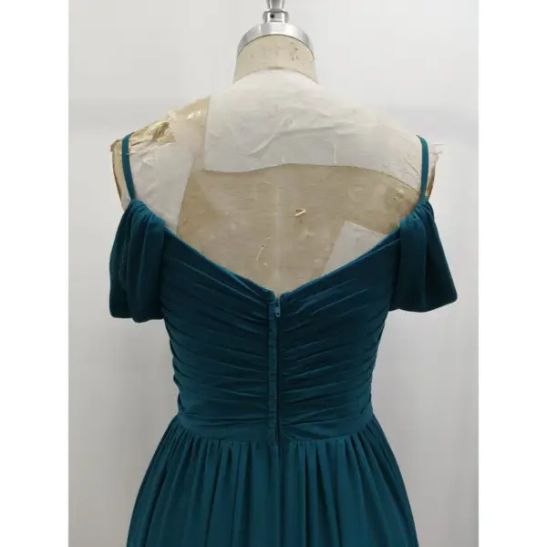 Adeline Petrol Chiffon A-Line Gown - Detail View 4