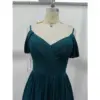 Adeline Petrol Chiffon A-Line Gown - Detail View 3