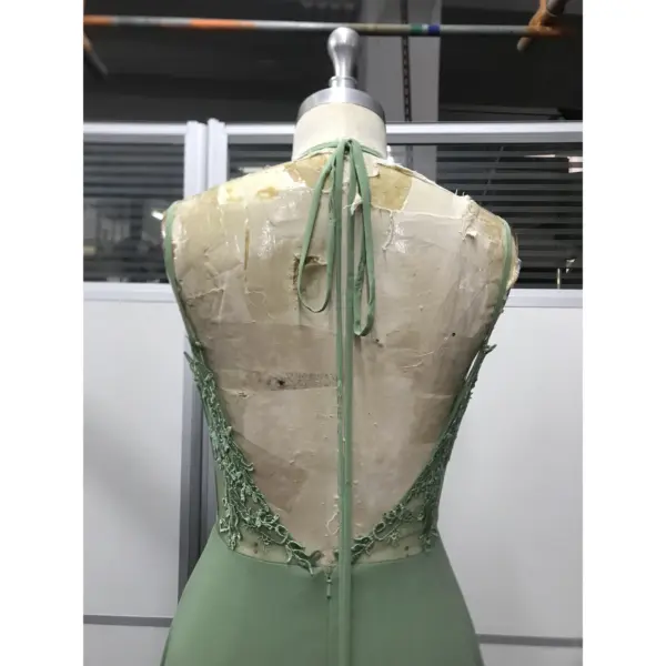 Elowen Fern Chiffon Lace Applique A-Line Gown - Craftsmanship Detail 1