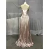 Penelope Rose Gold Metallic Plissé Dress - Detail View 5