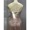Penelope Rose Gold Metallic Plissé Dress - Detail View 3