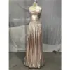 Penelope Rose Gold Metallic Plissé Dress - Detail View 4