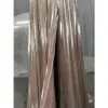 Alessandra Rose Gold Metallic Plissé Slit Gown - Detail View 7