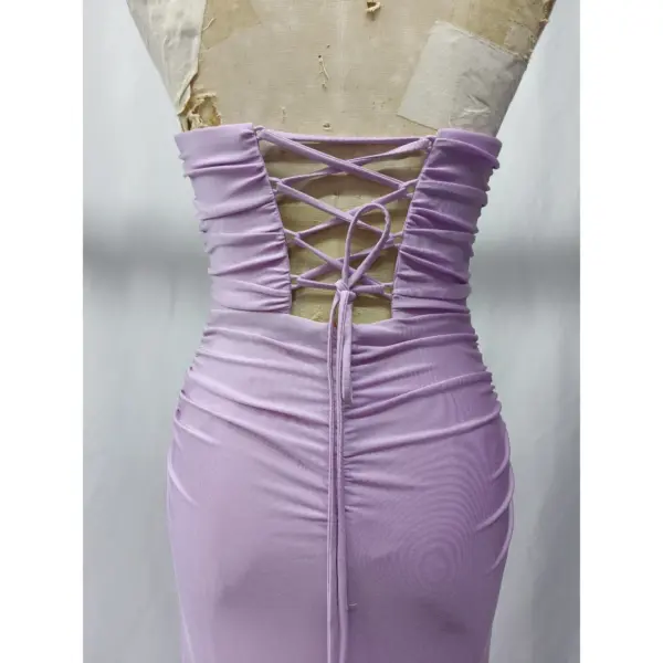 Angie Lilac Ruched Jersey Sheath Gown - Craftsmanship Detail 1