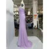 Angie Lilac Ruched Jersey Sheath Gown - Craftsmanship Detail 3