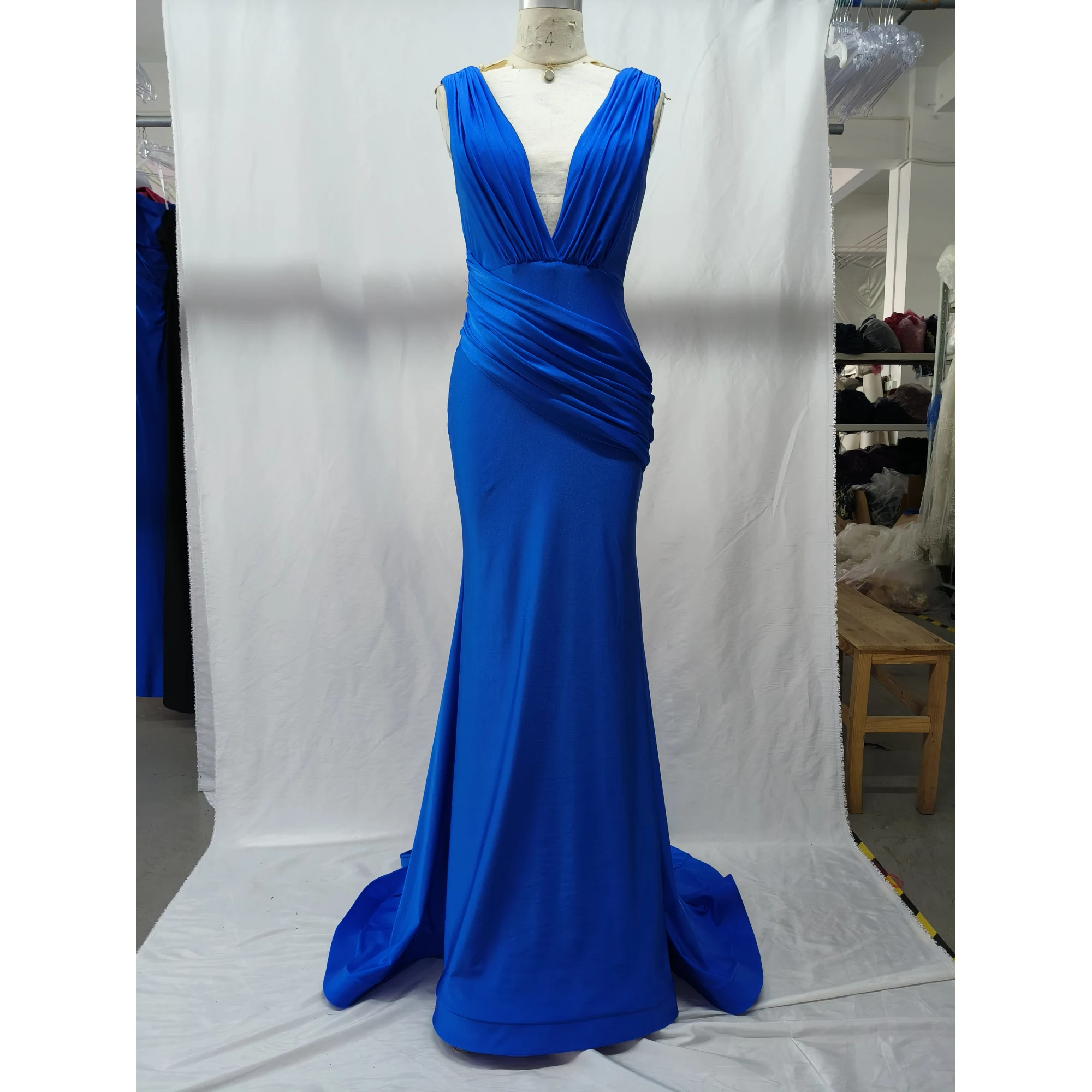 Rachel Royal Blue Jersey Mermaid Gown in Royal Blue