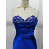 Allison Royal Blue Lace Applique Stretch Satin Mermaid Gown - Bodice & Neckline Detail