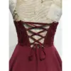 Elizabeth Burgundy Tiered Chiffon Ball Gown - Back Tailoring & Slit Detail