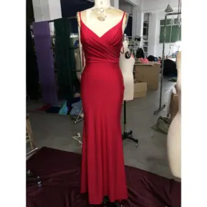 Front view of Helena Jersey Sheath Dress in rich burgundy featuring a deep V-neckline, ruched crossover bodice, and sleek column silhouette that elegantly skims the figure