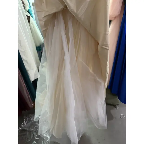 Cécile Champagne Polyester Satin Ball Gown with Pockets - Craftsmanship Detail 3