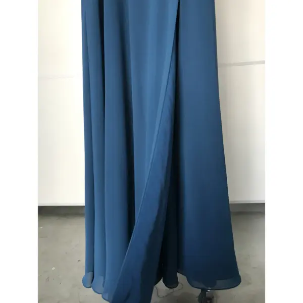 Clémence Dark Navy Chiffon Slit Dress with Pockets - Craftsmanship Detail 1