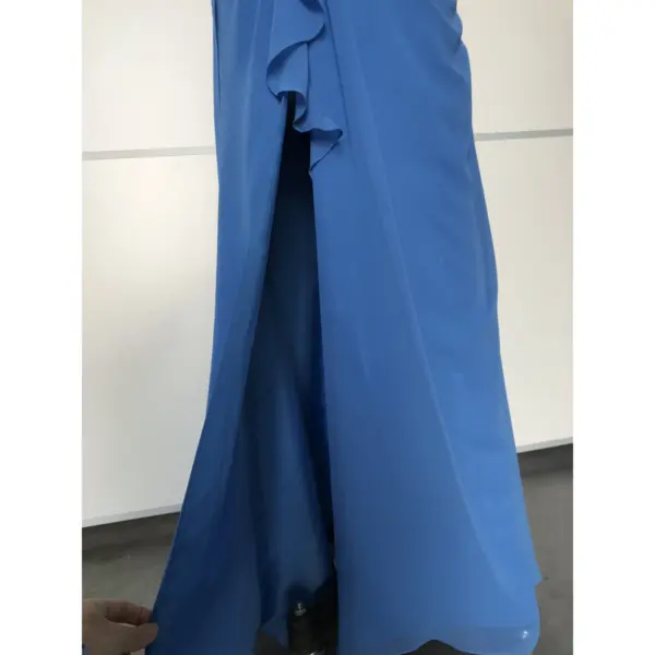 Bianca Ocean Blue Ruched Chiffon Gown - Craftsmanship Detail 1