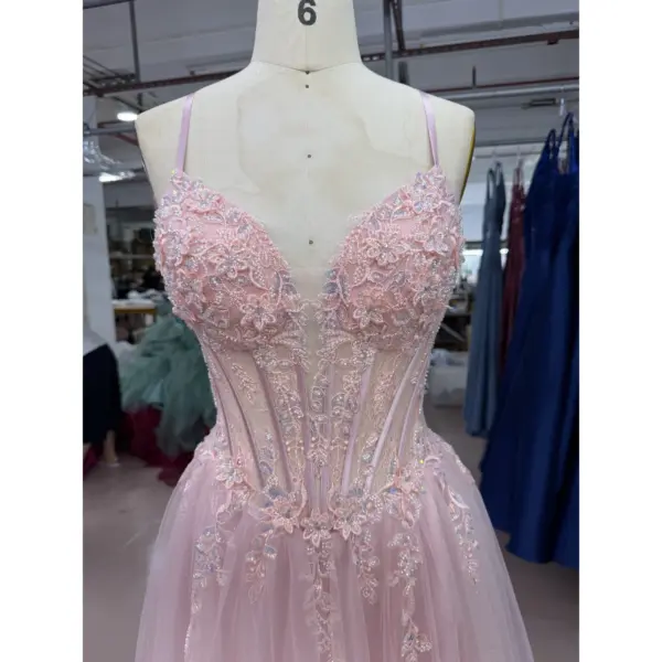 Juliette Tulle Embroidered A-Line Gown - Bodice & Neckline Detail
